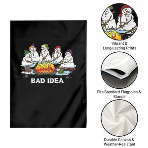 Christmas Snowman Campfire Garden Flag Bad Idea Melting Snowman Family Roasting Marshmallows TS10 Print Your Wear