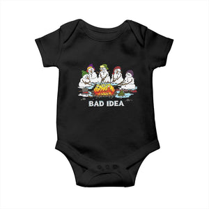 Christmas Snowman Campfire Baby Onesie Bad Idea Melting Snowman Family Roasting Marshmallows TS10 Black Print Your Wear