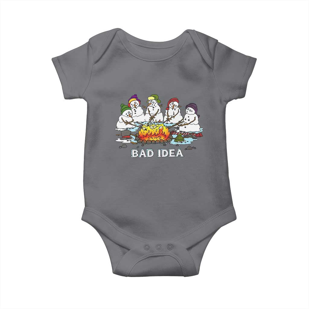 Christmas Snowman Campfire Baby Onesie Bad Idea Melting Snowman Family Roasting Marshmallows TS10 Charcoal Print Your Wear