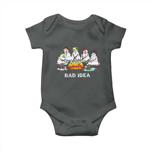 Christmas Snowman Campfire Baby Onesie Bad Idea Melting Snowman Family Roasting Marshmallows TS10 Dark Heather Print Your Wear