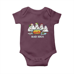 Christmas Snowman Campfire Baby Onesie Bad Idea Melting Snowman Family Roasting Marshmallows TS10 Maroon Print Your Wear