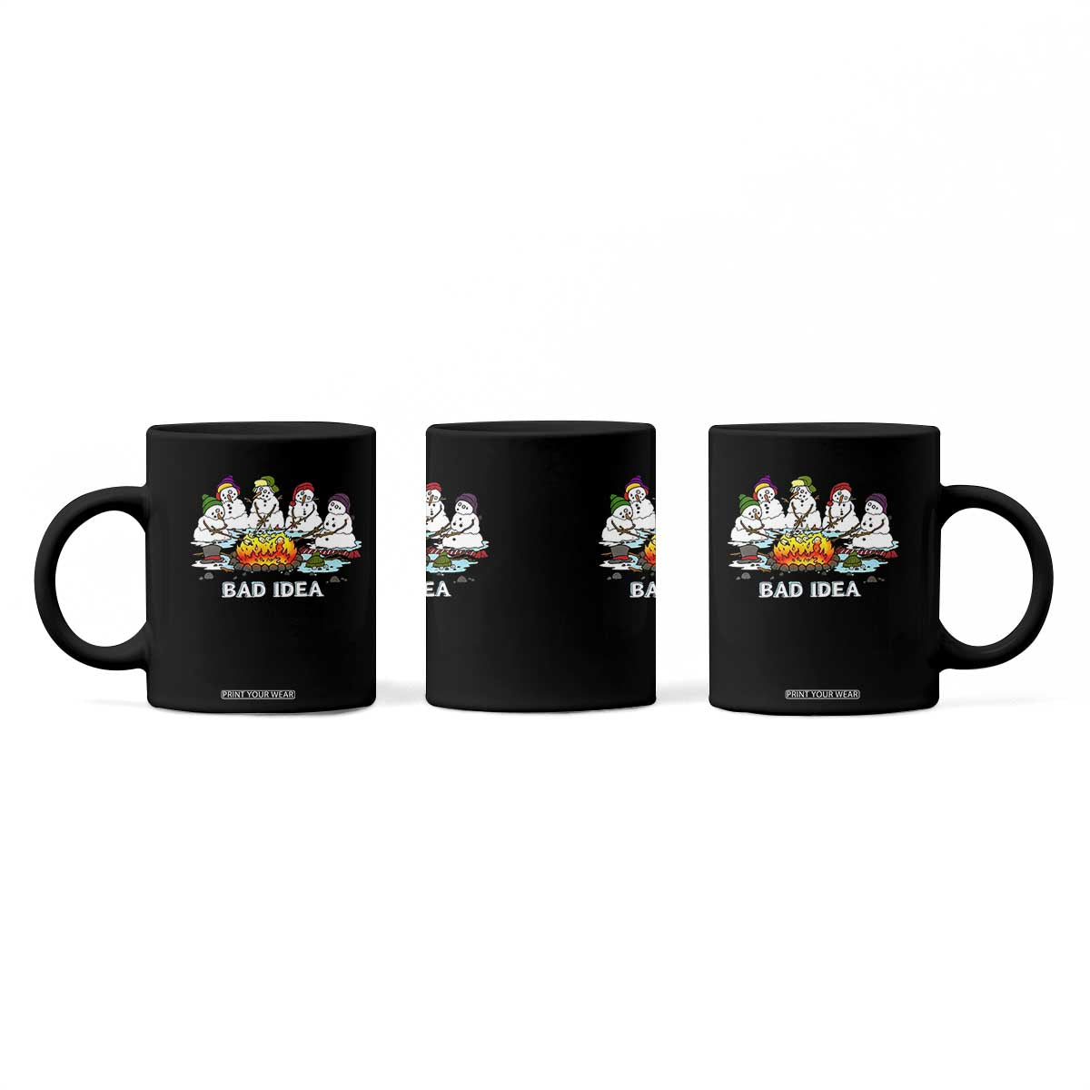 Christmas Snowman Campfire Coffee Mug Bad Idea Melting Snowman Family Roasting Marshmallows TS10 Print Your Wear