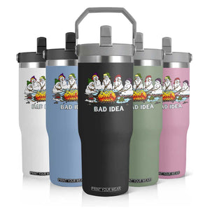 Christmas Snowman Campfire Flip Straw Tumbler Bad Idea Melting Snowman Family Roasting Marshmallows TS10 Print Your Wear