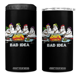 Christmas Snowman Campfire 4 in 1 Can Cooler Tumbler Bad Idea Melting Snowman Family Roasting Marshmallows TS10 One Size: 16 oz Black Print Your Wear