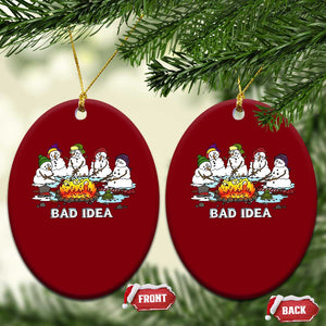 Christmas Snowman Campfire Ceramic Ornament Bad Idea Melting Snowman Family Roasting Marshmallows TS10 Print Your Wear