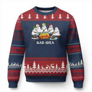Xmas Snowman Campfire Ugly Christmas Sweater Bad Idea Melting Snowman Family Roasting Marshmallows TS10 Navy Red Print Your Wear