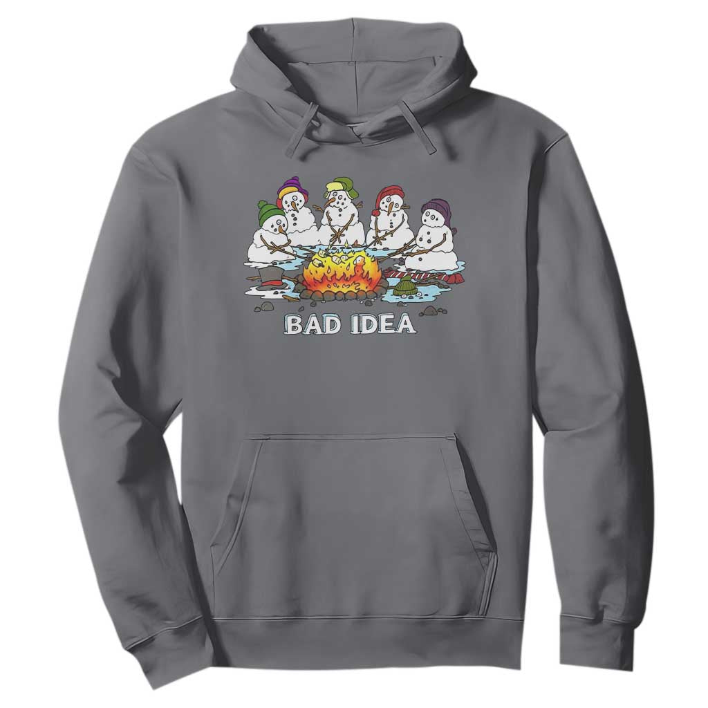 Christmas Snowman Campfire Hoodie Bad Idea Melting Snowman Family Roasting Marshmallows TS10 Charcoal Print Your Wear
