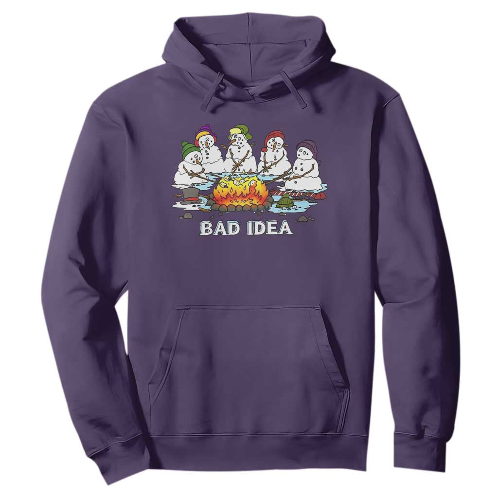Christmas Snowman Campfire Hoodie Bad Idea Melting Snowman Family Roasting Marshmallows TS10 Purple Print Your Wear