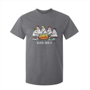 Christmas Snowman Campfire T Shirt For Kid Bad Idea Melting Snowman Family Roasting Marshmallows TS10 Charcoal Print Your Wear