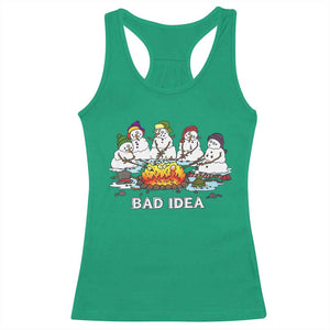 Christmas Snowman Campfire Racerback Tank Top Bad Idea Melting Snowman Family Roasting Marshmallows TS10 Irish Green Print Your Wear
