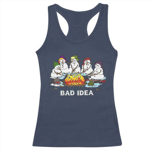 Christmas Snowman Campfire Racerback Tank Top Bad Idea Melting Snowman Family Roasting Marshmallows TS10 Navy Print Your Wear