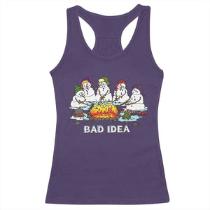 Christmas Snowman Campfire Racerback Tank Top Bad Idea Melting Snowman Family Roasting Marshmallows TS10 Purple Print Your Wear