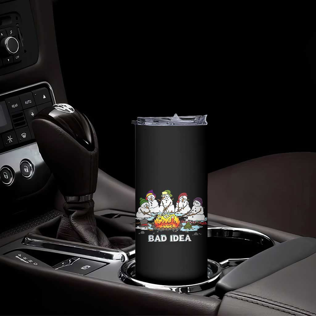 Christmas Snowman Campfire Skinny Tumbler Bad Idea Melting Snowman Family Roasting Marshmallows TS10 Print Your Wear