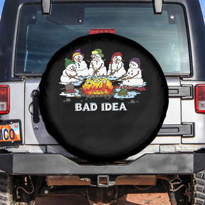 Christmas Snowman Campfire Spare Tire Cover Bad Idea Melting Snowman Family Roasting Marshmallows TS10 No hole Black Print Your Wear