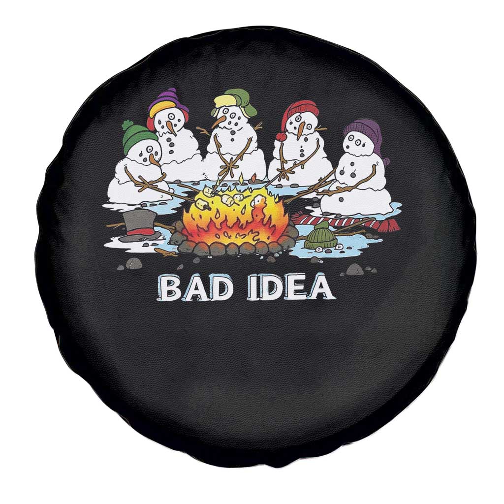 Christmas Snowman Campfire Spare Tire Cover Bad Idea Melting Snowman Family Roasting Marshmallows TS10 Print Your Wear