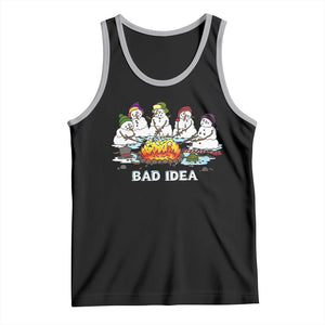Christmas Snowman Campfire Tank Top Bad Idea Melting Snowman Family Roasting Marshmallows - Print Your Wear