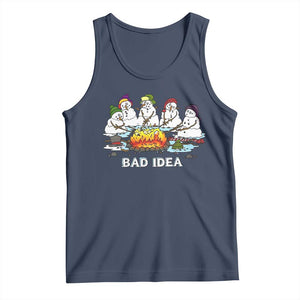 Christmas Snowman Campfire Tank Top Bad Idea Melting Snowman Family Roasting Marshmallows TS10 Navy Print Your Wear