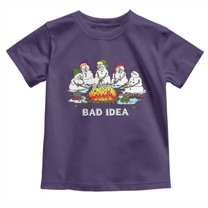 Christmas Snowman Campfire Toddler T Shirt Bad Idea Melting Snowman Family Roasting Marshmallows TS10 Purple Print Your Wear