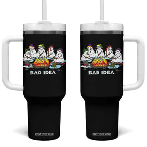 Christmas Snowman Campfire Tumbler With Handle Bad Idea Melting Snowman Family Roasting Marshmallows TS10 One Size: 40 oz Black Print Your Wear