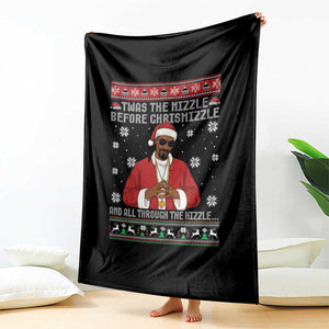 Funny Rapper Christmas Throw Blanket Gangsta Twas the Nizzle Before Chrismizzle Ugly Xmas TS10 Print Your Wear