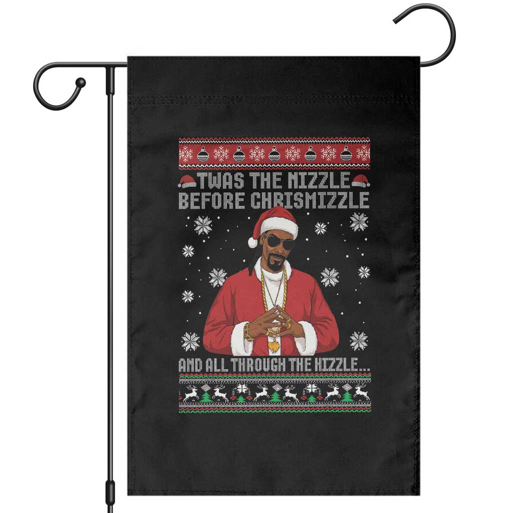 Funny Rapper Christmas Garden Flag Gangsta Twas the Nizzle Before Chrismizzle Ugly Xmas TS10 Black Print Your Wear