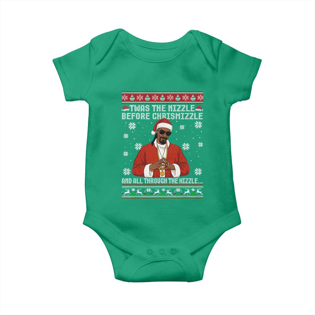 Funny Rapper Christmas Baby Onesie Gangsta Twas the Nizzle Before Chrismizzle Ugly Xmas TS10 Irish Green Print Your Wear