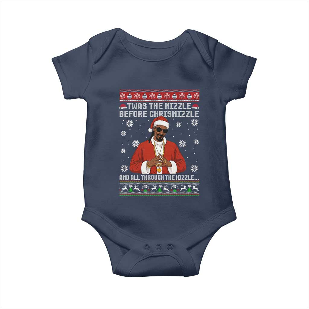 Funny Rapper Christmas Baby Onesie Gangsta Twas the Nizzle Before Chrismizzle Ugly Xmas TS10 Navy Print Your Wear