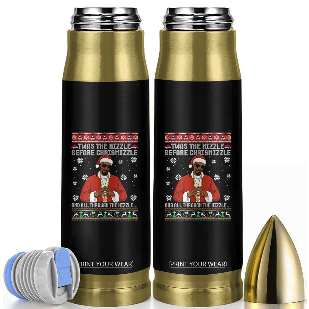 Funny Rapper Christmas Bullet Tumbler Gangsta Twas the Nizzle Before Chrismizzle Ugly Xmas TS10 Black Print Your Wear