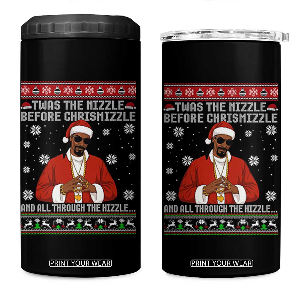 Funny Rapper Christmas 4 in 1 Can Cooler Tumbler Gangsta Twas the Nizzle Before Chrismizzle Ugly Xmas TS10 One Size: 16 oz Black Print Your Wear