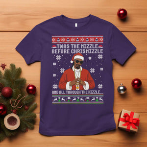 Funny Rapper Christmas T Shirt Gangsta Twas the Nizzle Before Chrismizzle Ugly Xmas TS10 Purple Print Your Wear