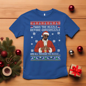Funny Rapper Christmas T Shirt Gangsta Twas the Nizzle Before Chrismizzle Ugly Xmas TS10 Royal Blue Print Your Wear