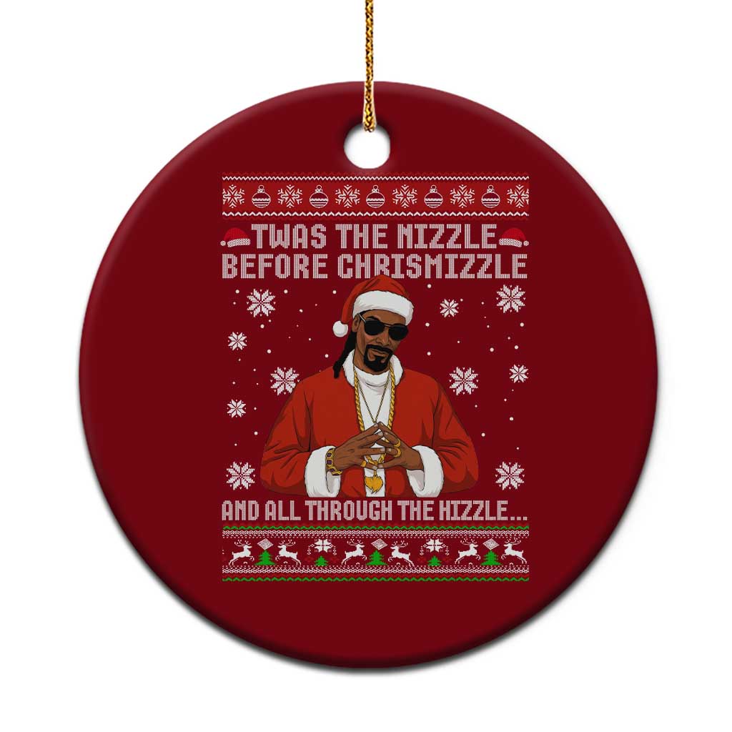 Funny Rapper Christmas Ceramic Ornament Gangsta Twas the Nizzle Before Chrismizzle Ugly Xmas TS10 1pc Red Print Your Wear