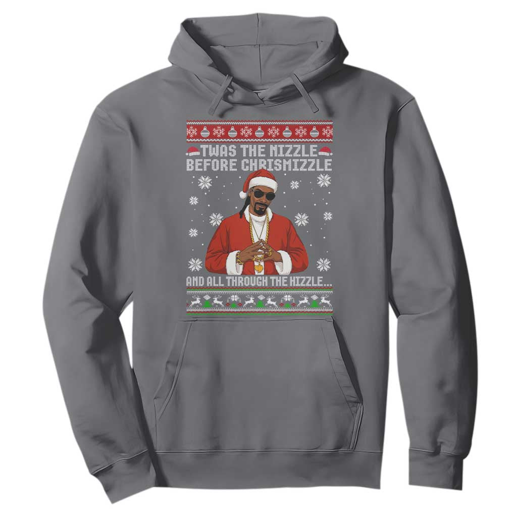Funny Rapper Christmas Hoodie Gangsta Twas the Nizzle Before Chrismizzle Ugly Xmas TS10 Charcoal Print Your Wear