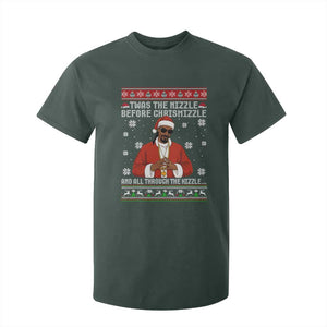 Funny Rapper Christmas T Shirt For Kid Gangsta Twas the Nizzle Before Chrismizzle Ugly Xmas TS10 Dark Forest Green Print Your Wear