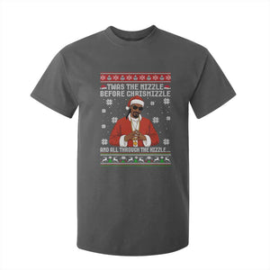 Funny Rapper Christmas T Shirt For Kid Gangsta Twas the Nizzle Before Chrismizzle Ugly Xmas TS10 Dark Heather Print Your Wear
