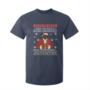 Funny Rapper Christmas T Shirt For Kid Gangsta Twas the Nizzle Before Chrismizzle Ugly Xmas TS10 Navy Print Your Wear