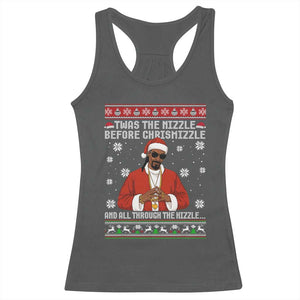 Funny Rapper Christmas Racerback Tank Top Gangsta Twas the Nizzle Before Chrismizzle Ugly Xmas TS10 Dark Heather Print Your Wear