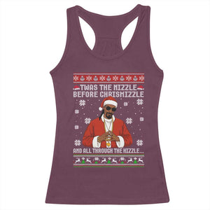 Funny Rapper Christmas Racerback Tank Top Gangsta Twas the Nizzle Before Chrismizzle Ugly Xmas TS10 Maroon Print Your Wear