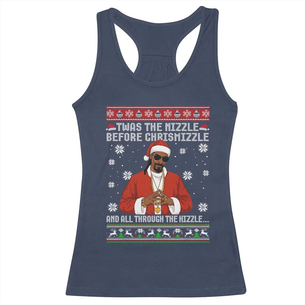 Funny Rapper Christmas Racerback Tank Top Gangsta Twas the Nizzle Before Chrismizzle Ugly Xmas TS10 Navy Print Your Wear