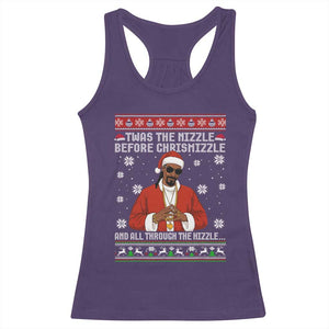 Funny Rapper Christmas Racerback Tank Top Gangsta Twas the Nizzle Before Chrismizzle Ugly Xmas TS10 Purple Print Your Wear