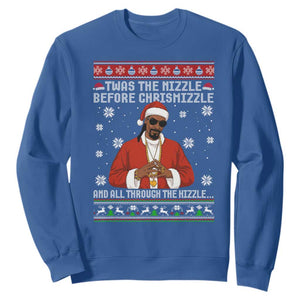 Funny Rapper Christmas Sweatshirt Gangsta Twas the Nizzle Before Chrismizzle Ugly Xmas TS10 Royal Blue Print Your Wear