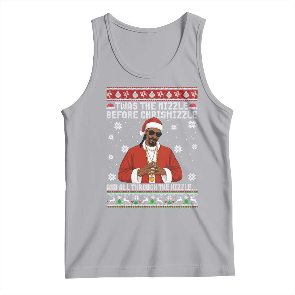Funny Rapper Christmas Tank Top Gangsta Twas the Nizzle Before Chrismizzle Ugly Xmas - Print Your Wear