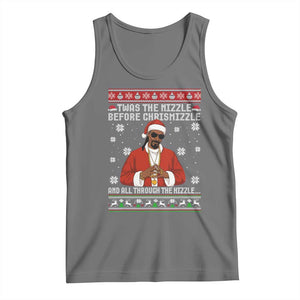 Funny Rapper Christmas Tank Top Gangsta Twas the Nizzle Before Chrismizzle Ugly Xmas TS10 Black Heather Print Your Wear
