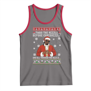 Funny Rapper Christmas Tank Top Gangsta Twas the Nizzle Before Chrismizzle Ugly Xmas TS10 Deep Heather Red Print Your Wear