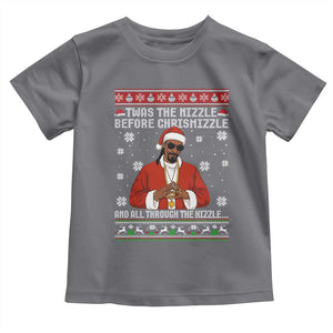 Funny Rapper Christmas Toddler T Shirt Gangsta Twas the Nizzle Before Chrismizzle Ugly Xmas TS10 Charcoal Print Your Wear