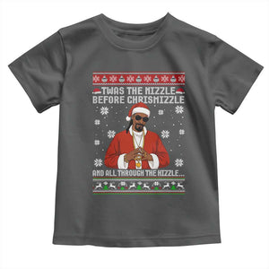 Funny Rapper Christmas Toddler T Shirt Gangsta Twas the Nizzle Before Chrismizzle Ugly Xmas TS10 Dark Heather Print Your Wear