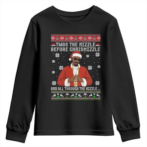 Funny Rapper Christmas Youth Sweatshirt Gangsta Twas the Nizzle Before Chrismizzle Ugly Xmas TS10 Black Print Your Wear