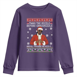 Funny Rapper Christmas Youth Sweatshirt Gangsta Twas the Nizzle Before Chrismizzle Ugly Xmas TS10 Purple Print Your Wear