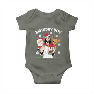 Birthday Boy Jesus Christmas Baby Onesie Christian Xmas TS10 Military Green Print Your Wear