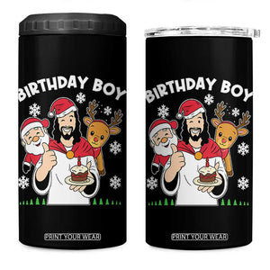 Birthday Boy Jesus Christmas 4 in 1 Can Cooler Tumbler Christian Xmas TS10 One Size: 16 oz Black Print Your Wear